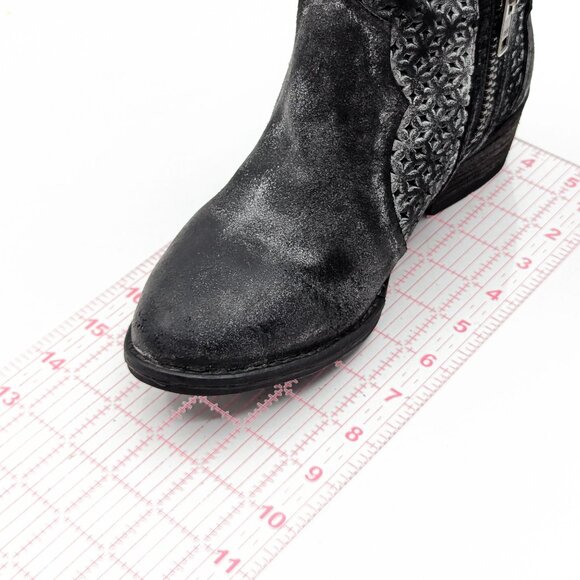 Circle G Women Distressed Black Leather Lasercut Western Cowboy Boots sz 8 - Picture 5 of 11